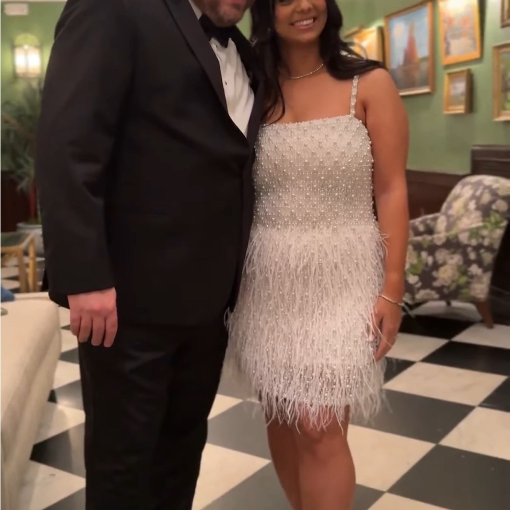 Nadine Merabi Carrie White Pearl Dress